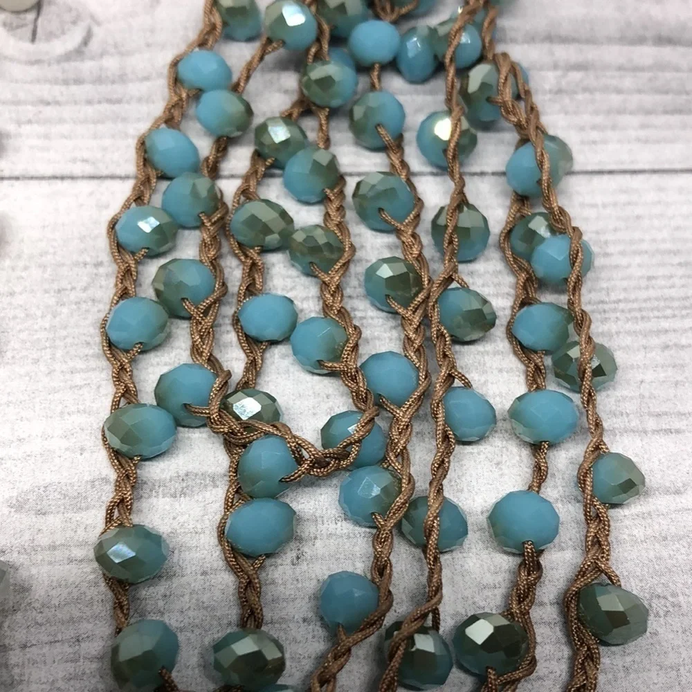 Curated bundle artisan knotted crystal and stone necklaces super long flapper